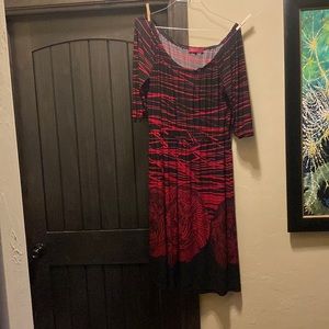 Melissa Masse black and red knee length dress
